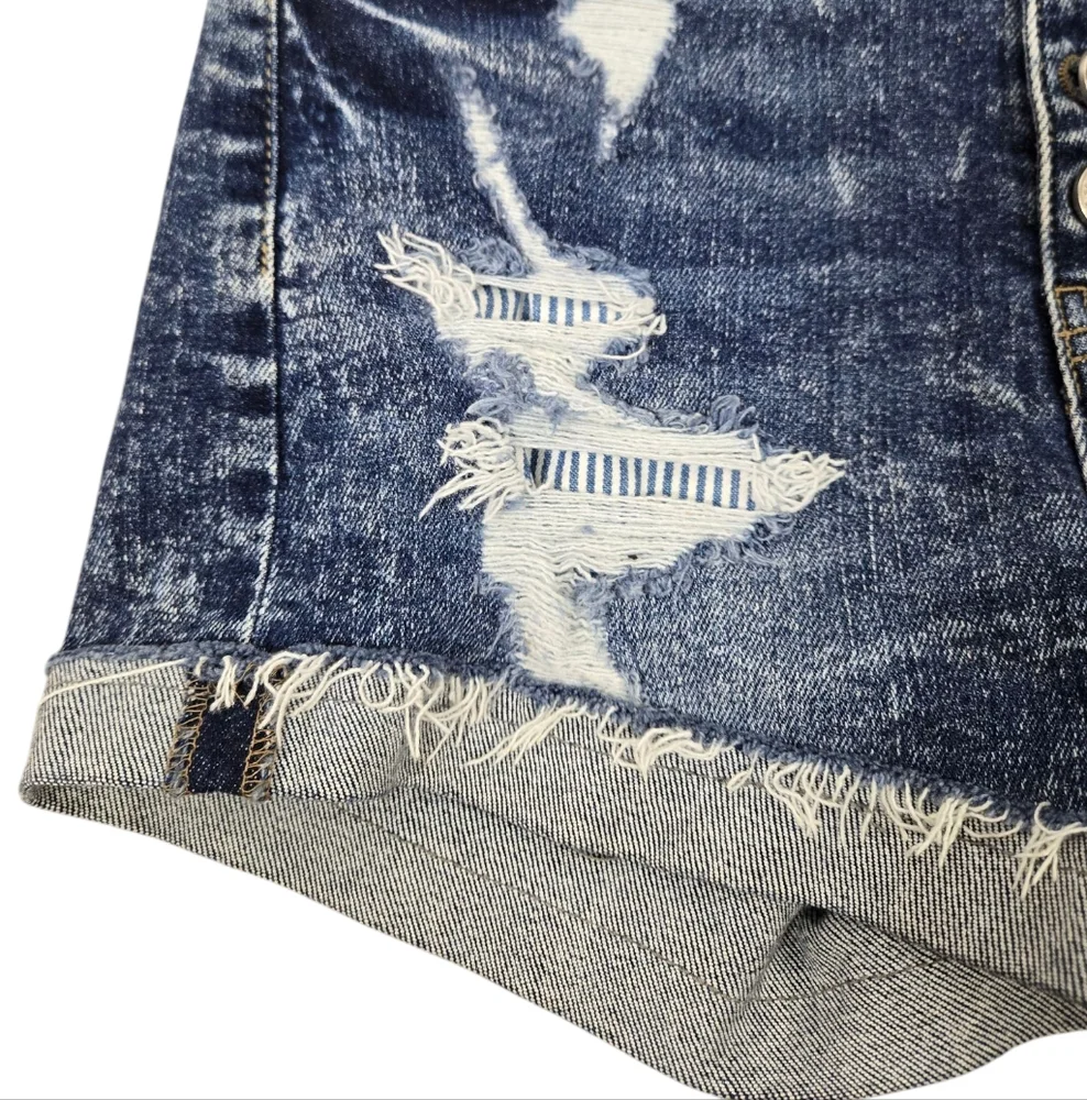 KanCan Blue Distressed High Waisted Jean Shorts